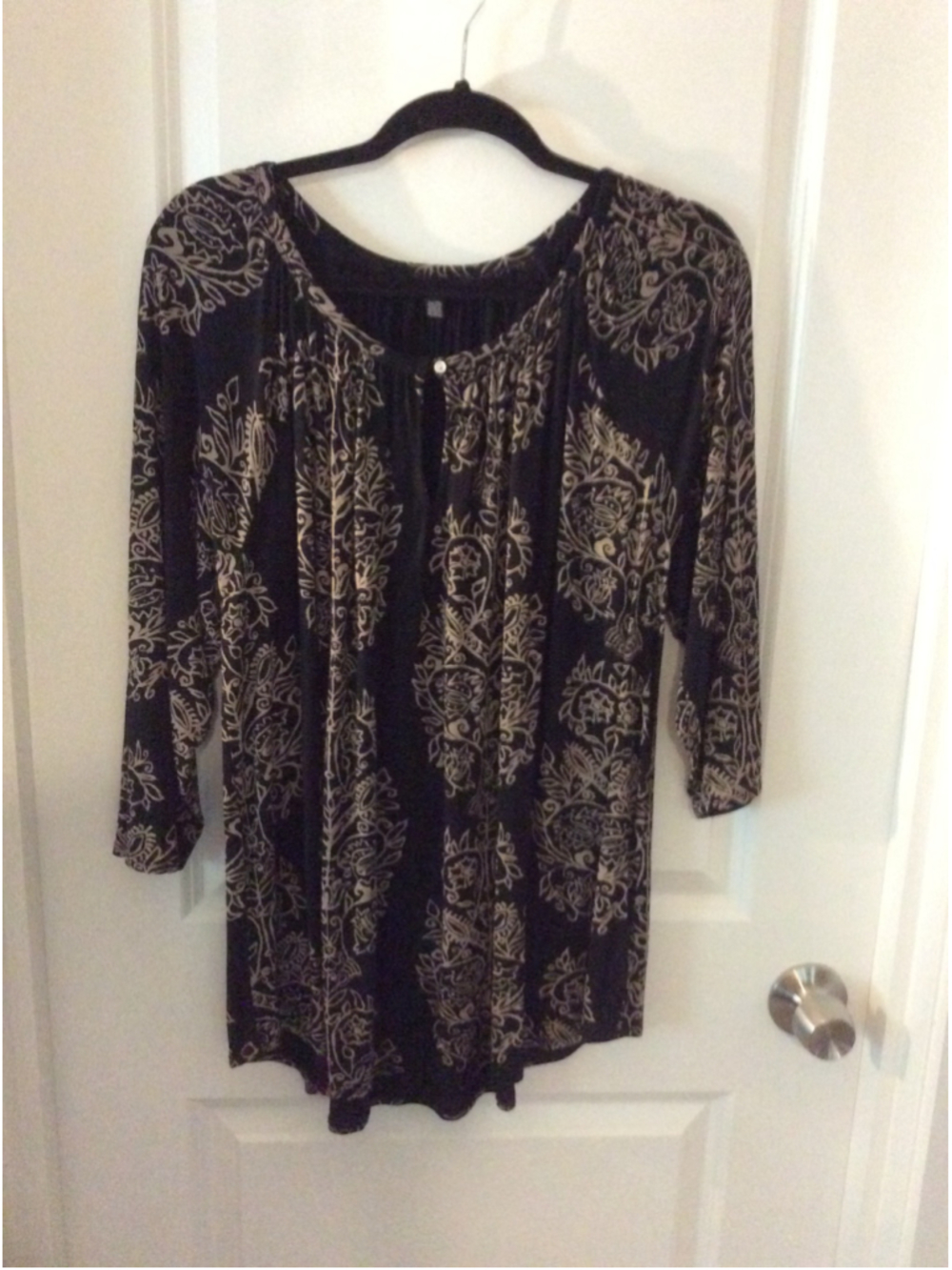 Women's Lucky Brand Black & Beige Floral Tunic Top 2X